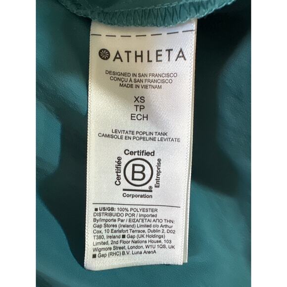 Athleta Levitate Poplin Tank Top XS Borealis Green‎ Cinched Tie Waist Sleeveless - Picture 7 of 7